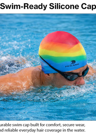 Silicone Swimming Cap Size 22×19 cm – Waterproof High Elasticity Mix Orange