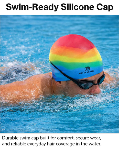 Silicone Swimming Cap Size 22×19 cm – Waterproof High Elasticity Mix Orange