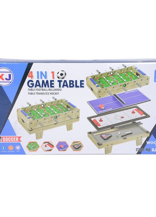 4-in-1 Tabletop Game Set – Compact Wood Game Table with Pool, Air Hockey, Table Tennis & Foosball – Accessories Included