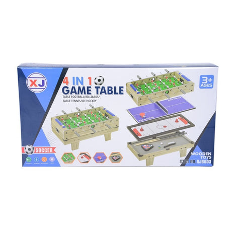 4-in-1 Tabletop Game Set – Compact Wood Game Table with Pool, Air Hockey, Table Tennis & Foosball – Accessories Included