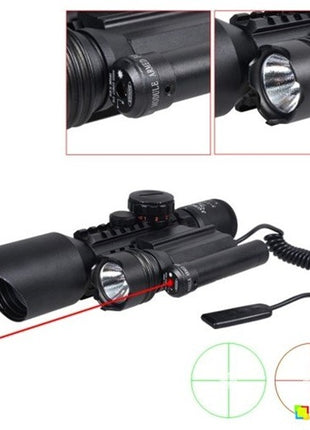 Rifle Scope 3-10x42 Zoom Sight with Dual Laser & Flashlight – Metal Tactical Optic