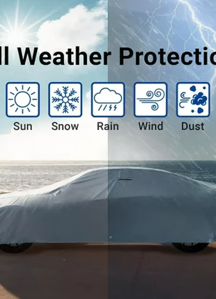 Waterproof PEVA Car Cover with UV Protection, Scratch Resistant, Breathable Elastic Hem, All-Weather Outdoor Vehicle Cover-XXL