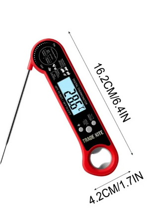 Digital Meat Thermometer with Foldable Stainless Steel Probe – IP67 Waterproof, Backlit LCD, Fast Read