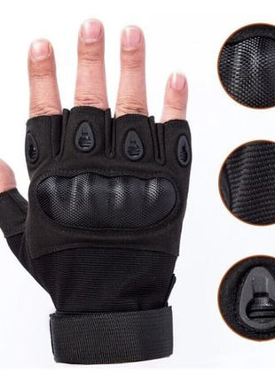 Half-Finger Hard Knuckle Outdoor Sports Gloves, Breathable Adjustable Tactical Riding Gloves