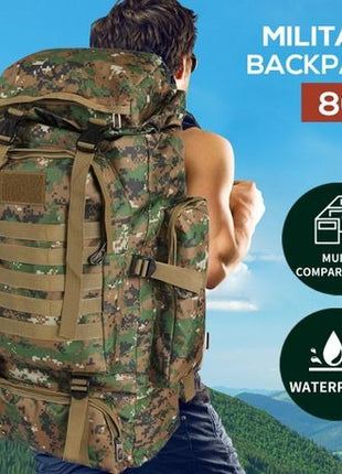 80L Tactical Hiking Backpack – Waterproof 600D Oxford