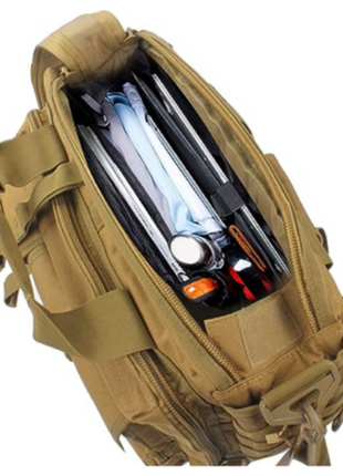 Tactical Laptop Bag 20L 600D Nylon with Padded 15.6" Sleeve Molle Briefcase Messenger Backpack Khaki/Green