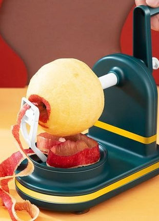 Manual Fruit Peeler with Adaptive Blade, Hand Crank, Suction Base