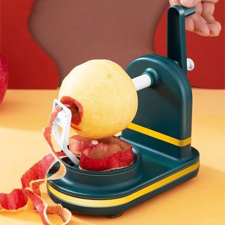 Manual Fruit Peeler with Adaptive Blade, Hand Crank, Suction Base