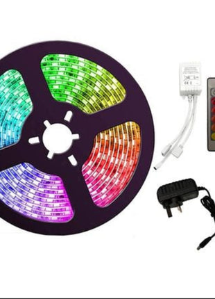 LED Strip Light Kit 5m – Flexible RGB Light Strip with Remote & Power Adapter – Decorative Accent Lighting