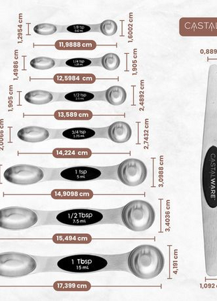 Magnetic Measuring Spoons Set 8-Piece Stainless Steel Dual-Sided Nesting with Leveler