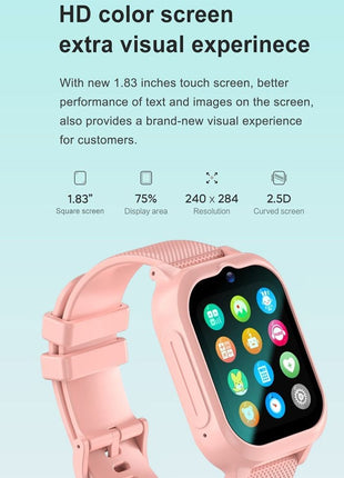 Kids 4G Smartwatch with GPS Tracker, 1.83" HD Screen, SOS, Waterproof, Video Call
