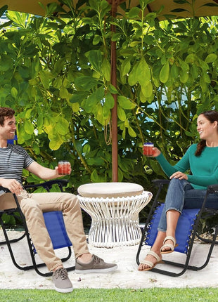 Outdoor Folding Reclining Lounge Chair 110×68×65 cm – Steel/Textilene – Adjustable Headrest & Cup‑Holder Tray – Multiple Colours