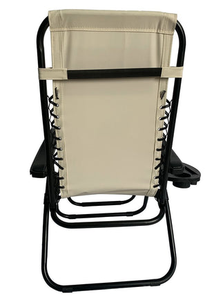 Outdoor Folding Reclining Lounge Chair 110×68×65 cm – Steel/Textilene – Adjustable Headrest & Cup‑Holder Tray – Multiple Colours