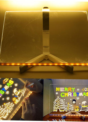 LED Acrylic Writing Board – 30×20cm – USB Powered – Reusable Sign with Stand, Cloth & 7 Markers