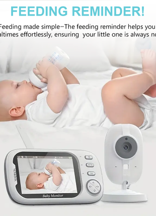 Madison Wireless Video Baby Monitor with 9 cm Screen, 720P HD Camera, 360° Rotation, Night Vision, Two-Way Talk, Crying Alert, 1.5 Meter Range, and Lullabies