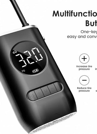 Cordless Mini Air Compressor 150 PSI – 4000mAh Rechargeable Tyre Inflator with LED Light, USB-C – Digital Pump for Car, Bike, Ball