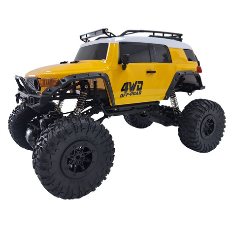 1:10 RC Climbing Car 4WD 15km/h – Electric Off-Road Truck with LED Lights – Plastic Body – Yellow