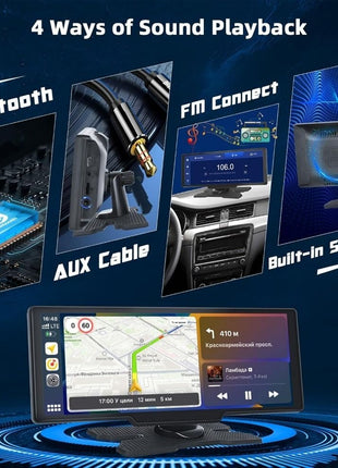 10.26" Car Smart Screen – CarPlay, Android Auto, Dash Cam, Bluetooth, FM, AUX