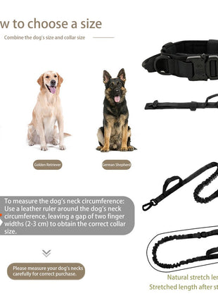 Tactical Dog Collar Large 45–66 cm Nylon – Padded Quick-Release Buckle & Handle – Black
