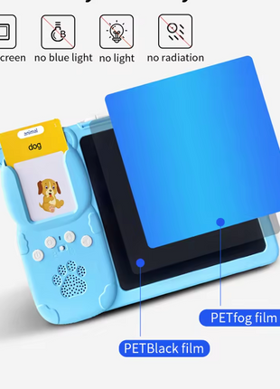 Children's LCD Handwriting Board + 112 Flash Cards – ABS Learning Tablet with Talking Reader – Drawing Toy for Kids 3–7