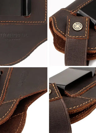 Universal Leather Gun Holster 11x13cm – Ambidextrous Clip – Compact Pistol Fit – Black/Brown/Coffee