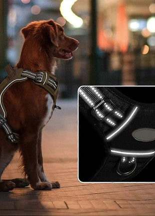 Tactical Dog Harness Medium Oxford Nylon with Dual D-Rings & Quick-Release