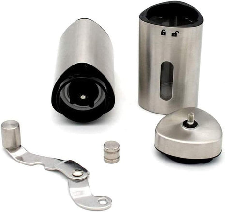 Manual Coffee Grinder Stainless Steel with Silent Ceramic Burr – Portable Hand Crank