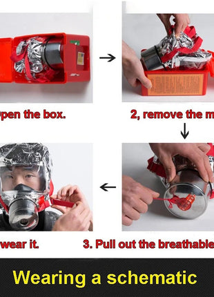 Fire Escape Hood Smoke Mask 60-Min Protection | High-Efficiency Filter | Foil Hood + Wide Visor | Adults & Kids 6+