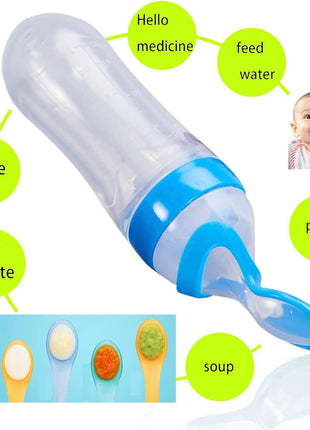 Silicone Baby Feeding Bottle 90mL – Leakproof BPA-Free Food Dispenser with Spoon and Cover