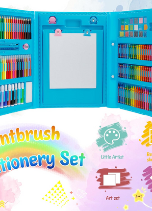 208-Piece Kids Art Set – Drawing & Painting Kit with Easel, Crayons, Pencils, Ruler, Watercolors