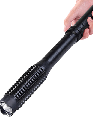 Self‑Defense Studded Baton Stun Gun Flashlight – 3000 kV, Rechargeable Aluminium Alloy Torch, Compact 37 × 4 × 4 cm