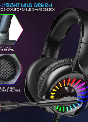 Gaming Headset G2 Over-Ear RGB – 50mm Drivers + Stereo 6D Sound – Noise-Cancelling Mic – Multi-Platform – Black