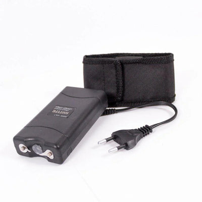 Mini Stun Gun 2500kV with LED Flashlight – Rechargeable Compact Personal Defense Tool – Black