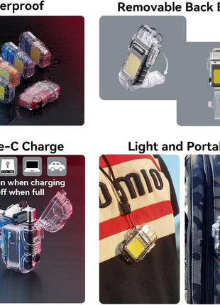 USB Rechargeable Dual Arc Plasma Flashlight Lighter – 2-in-1 Waterproof Windproof LED Light – ABS Plastic