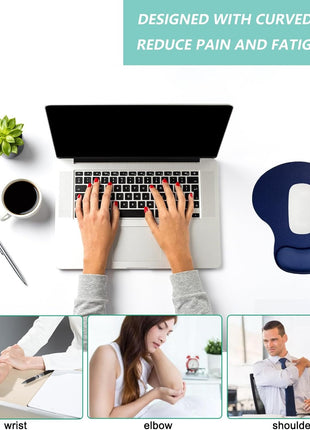 Mouse Pad Gel Wrist Support – Ergonomic Comfort, Non-Slip PU Base, Smooth Fabric –Navy