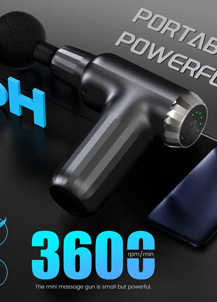 Compact Deep‑Tissue Massage Gun 3600 RPM | 6 Speeds • 4 Heads • USB‑C • 35‑40 dB • 510 g
