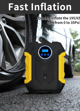 Digital Tyre Inflator 150PSI 12V – Fast Air Compressor with Auto Shut-Off, LED Display & 4 Nozzles