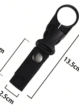 Water Bottle Holder Clip 13.5cm – Heavy-Duty Nylon Strap with Snap Loop – Black Hydration Ring for Hiking & Camping