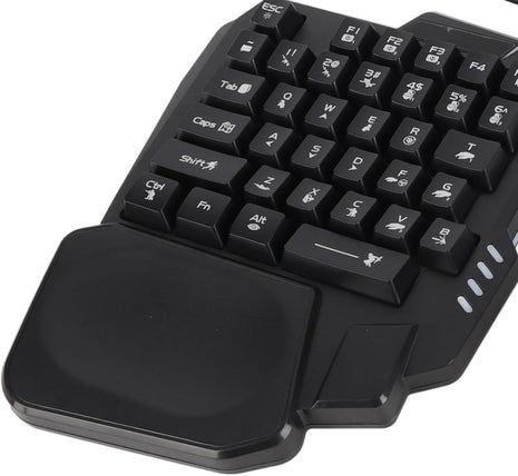 One‑Hand Gaming Mechanical Style Keyboard & Backlit Rainbow Mouse Combo (USB Wired)