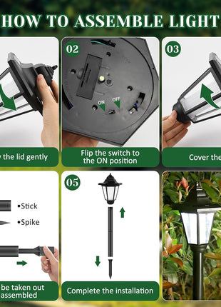 Outdoor Solar Garden Lamp Post, Black Victorian LED Lantern for Patio Pathway Lawn Walkway, 61.5 cm  Short Description