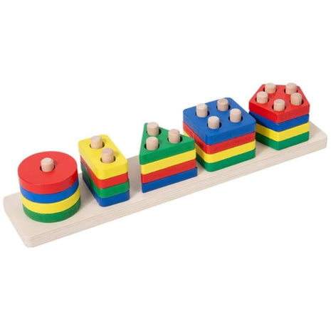Wooden Shape Sorting Toy Board – 21-Piece Eco-Friendly Set – Color Learning & Fine Motor – Multicolor