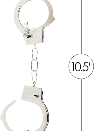 Chain Link Handcuffs Stainless Steel – Double Locking Law Enforcement Restraints with 2 Keys – Silver