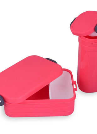 2‑Compartment Leakproof Lunchbox & Water Bottle Set – BPA‑Free PP – 19×12×6.5 cm + 7×8×8 cm – Green/Blue/Pink
