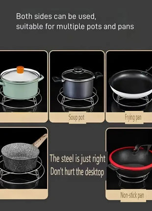 Stainless Steel Pot Stand Set – Dual-Sided Heatproof Racks 19.6cm & 26cm – Countertop Cookware Risers for Pans & Lids