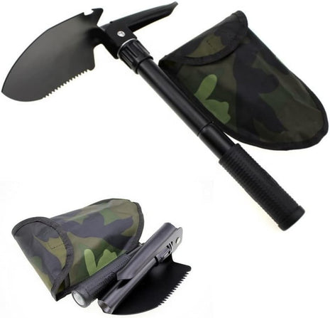 Mini Folding Shovel 420mm – Steel Head Multi-Tool with Pick & Camo Case