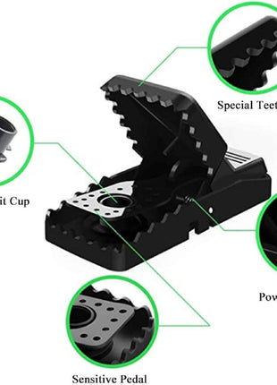 Reusable Mouse & Rat Trap – Durable Plastic & PS Snap Trap – Black