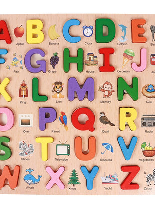 Wooden Alphabet Puzzle for Kids – 26 Lowercase Letters – Educational Plywood Board Toy