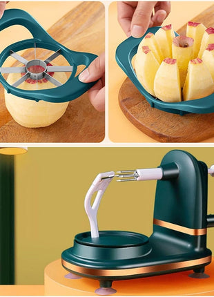 Manual Fruit Peeler with Adaptive Blade, Hand Crank, Suction Base