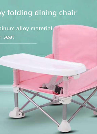 Portable Foldable Baby Chair with Detachable Tray & Safety Belt