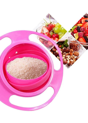 360° Spillproof Gyro Bowl for Toddlers – Food-Grade Plastic – Easy-Grip Saturn Design – Travel Lid – Multicolour